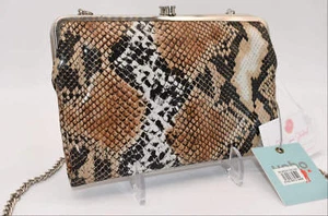 HOBO INTL Leanne Kisslock Convertible Crossbody Bag in "Glam Snake" - Picture 1 of 16
