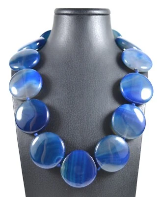 Collana in Agata Blu e Chiusura in Argento 925 Made In Italy - Immagine 1 di 4