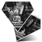 2 x Diamant Aufkleber 10 cm BW - Buddha Statue Meditation Bali #42640