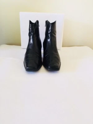 Botas de tornozelo femininas Peter Kaiser couro preto tamanho 9 N fabricadas na Alemanha - Imagem 1 de 4