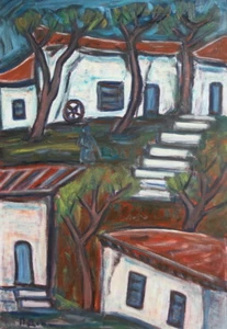 Vintage oil painting expressionist cityscape - Picture 1 of 11