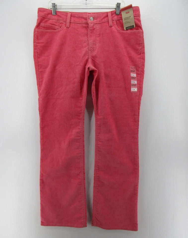 Calça Levis Feminina 33 Veludo Rosa Superbaixa Bootcut Calça 33X32 Nova Com Etiqueta * - Imagem 1 de 4