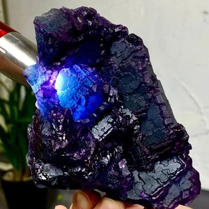 1,44 Pfund seltene transparente blau lila kubische Fluorit Mineral Kristall Probe / China - Bild 1 von 24