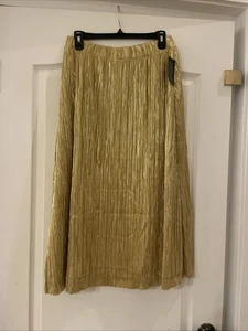 Joan Rivers Women's Red Carpet Pleated Metallic Skirt Gold Shimmery Small S - Picture 1 of 5