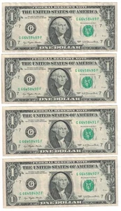 ** LOT OF 12 NOTES 1977 $1 ONE DOLLAR GREEN SEAL CONSECUTIVE SERIAL NUMBER.** - Picture 1 of 6