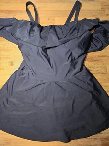 BPC BONPRIX SELECTION Badekleid Badeanzugkleid Carmenärmel, Gr. 48, schwarz, NEU - Picture 1 of 8