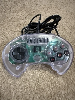 High Frequency Sega Genesis Controller CLEAR 6 Six Button Arcade Pad With Turbo - Image 1 of 4