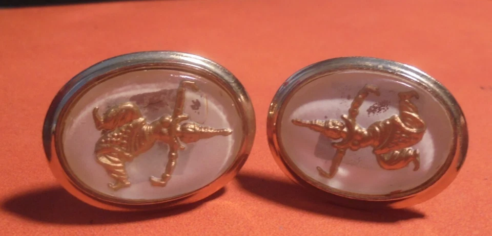 Запонки винтажный клоун золотистый неподписанный HH - Изображение 1 из 4