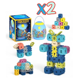 2 Interlocking Building Blocks 110 pcs STEM Educational Toy Puzzle Gift for Kids - Picture 1 of 10