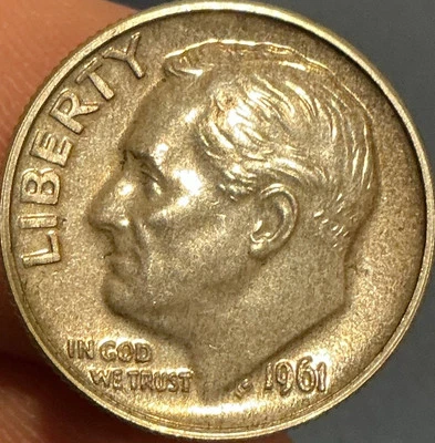 1961 PROOF ROOSEVELT DIME TONED 90% SILVER - Light Toned - Image 1 of 4