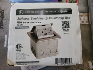 NEW IN OPEN  BOX PUFP-CT-SS POP UP COUNTERTOP BOX STAINLESS WITH 20A W/2USB - Picture 1 of 2