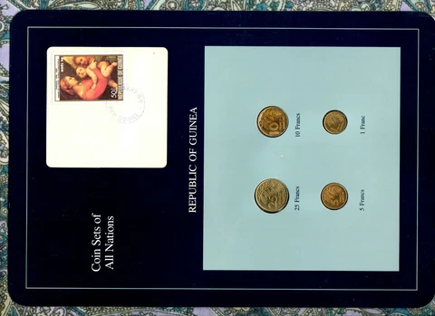 Coin Sets of All Nations Guinea UNC 1,5,10 Francs 1985 25 Francs 1987 Cover