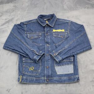 Roca Wear Jacket Boys XL Blue Denim Cotton Spread Collar Button up Front Pocket