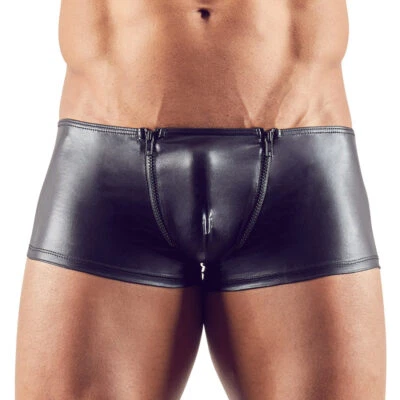 Herren Pants M-2XL schwarz Wetlook Po-Konturnaht Zip Boxer Swingerclub "Amar" - Bild 1 von 4