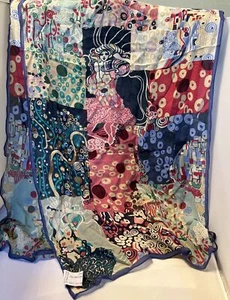 Metropolitan Museum of Art Rectangular Scarf 100% Silk 17x65 Patchwork Colorful - Picture 1 of 2