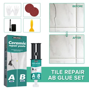 Bath White Enamel Repair Kit Fix Scratch Crack Chip Ceramic Sink Tub Shower Tray - Picture 1 of 8