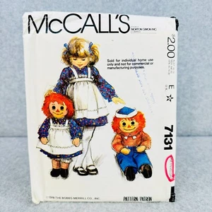 McCalls 7131 Raggedy Ann and Andy Doll Clothes and Childs Apron Sewing Pattern - Picture 1 of 4