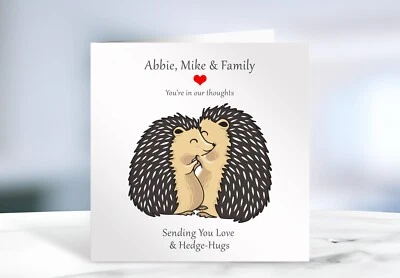 Tarjeta de simpatía-Pensando en ti- Abrazando erizos - erizos Foto 1 de 2