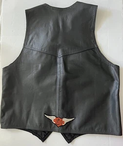 Vintage Leather VEST Harley Davidson Motorcycles Biker Patch 1990 Size 42 Medium - Picture 1 of 9