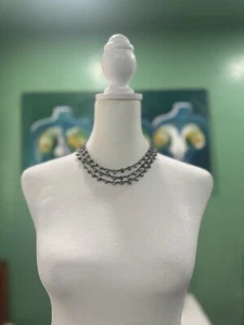 Vintage Y2K Gray Artisan Pearl & Seed Beads Collar Torsade Necklace - Picture 1 of 4