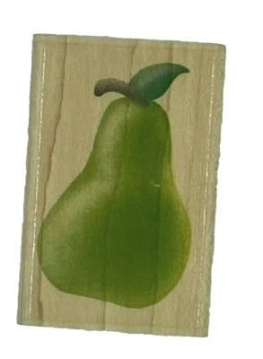 Delicioso sello de goma montado en madera de pera, estampillas, ER1028, fruta, otoño Foto 1 de 4