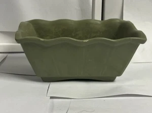 Vintage McCoy Pottery Scalloped Edge 7" Rectangular Planter Matte Green - Picture 1 of 7