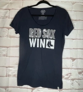 47 Brand Women’s Size Large Red Sox Win Sequin Short Sleeve Tee Shirt - Picture 1 of 6
