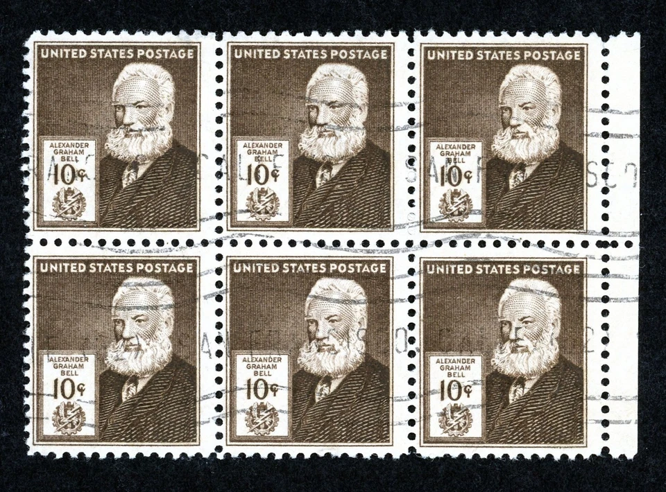 Stamps United States, Scott # 839 used block of six - Image 1 of 1