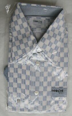 Camicia Vintage NOS Panache Di Tern Motivo Blu Bianco Chevron Check XL Meakers • 33.95€