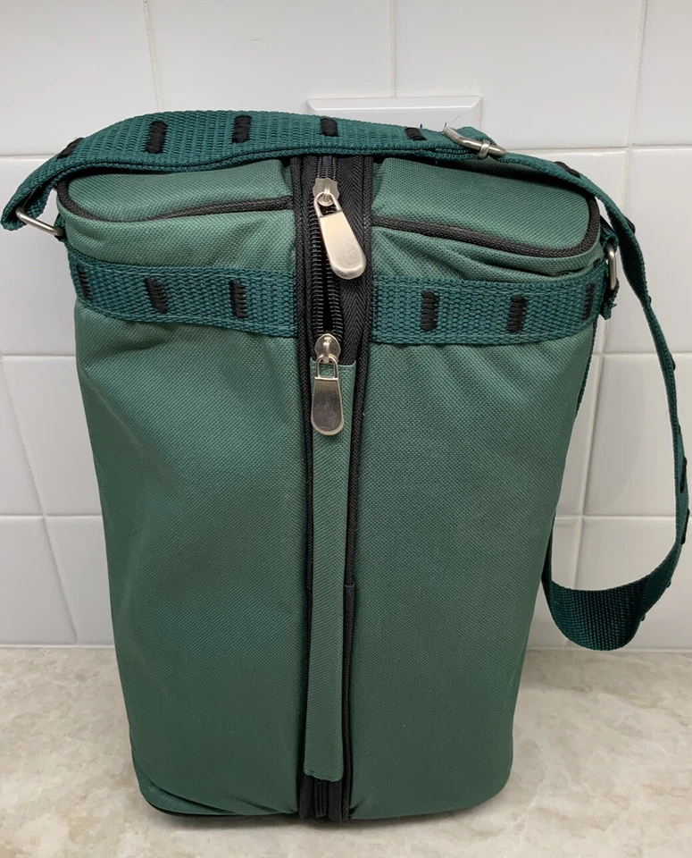 Carrito de Vino Portador Verde Nylon Accesorios Cremallera Correa Ajustable Aislada Foto 1 de 4