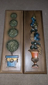 Lote 2 COLGANTES DE PARED de resina texturizada vintage de madera de burwood árbol en maceta 3D MCM 20" X 6" - Imagen 1 de 2