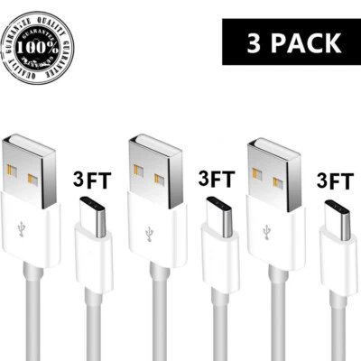 3 PACK 3Ft USB C Cable Type C Fast Charger For Galaxy S8 S9 S10Plus Note 9 Pixel - Image 1 of 4