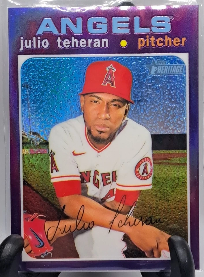 2020 Topps Hertiage Purple Refractor Los Angeles Angels Julio Teheran Card - Image 1 of 2