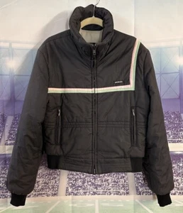 Slalom Rapido Parka Vintage Snow Ski Jacket Ladies 14 Pink Green Stripe Flaws - Picture 1 of 16