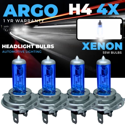 4x H4 55w Headlight Bulbs Xenon Super White 472 Halogen Car Headlamp Bulb 12v - Image 1 of 4