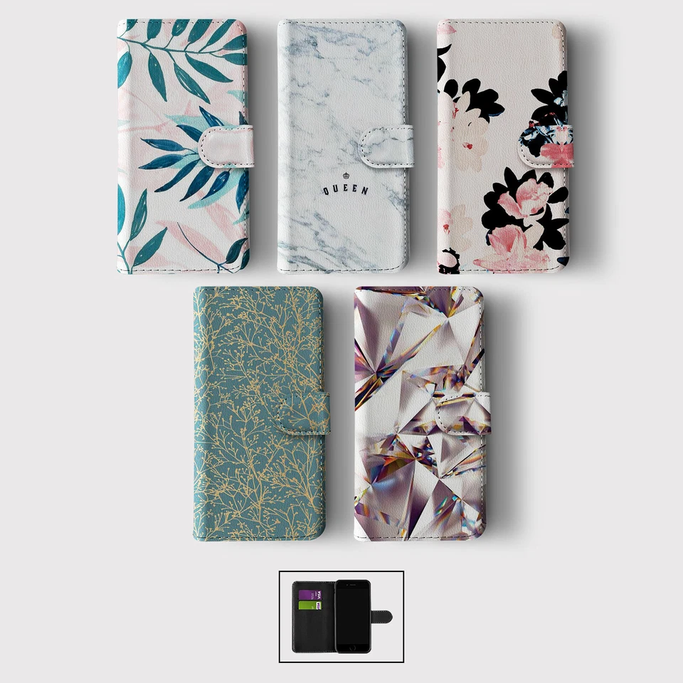 CASE FOR IPHONE 16 16E 15 14 12 12 PRO WALLET FLIP PHONE COVER GREENERY DIAMOND - Image 1 of 1