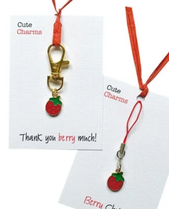 Urocze charmsy! TRUSKAWKOWE zapięcie/telefon charm. Różne slogany. Idealna na podziękowania - Zdjęcie 1 z 21