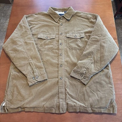 Chaqueta de golf Izod Jeans para hombre de pana con botones forrada de vellón 2XL tostado/marrón claro Foto 1 de 4