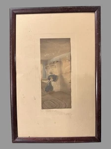 Vintage Signed Wallace Nutting Interior Scene Print The Book Settle - Picture 1 of 6
