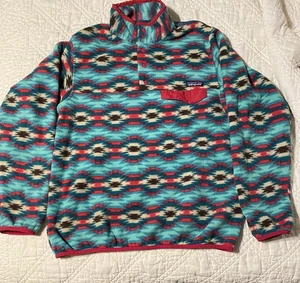 Patagonia Synchilla Aztec Blue Damen Gr. Large Fleece Knopf Druckknopf  - Bild 1 von 10