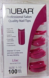 Nubar Professional Quality NAIL Tips Long Dramatic "C" Curve GLUE ON Lilac Pink - Picture 1 of 5
