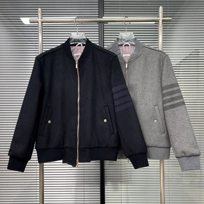 Thom Browne Men/women's New Wool Spring/autumn Classic Stand-up Collar Jacket - Image 1 of 4