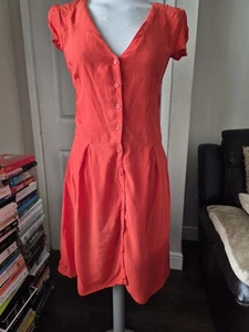 Miss Selfridge Orange Party Dress With Decorative Back Size 10 - Picture 1 of 8