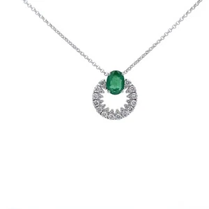 Collana in oro bianco con diamanti e smeraldi - Foto 1 di 5