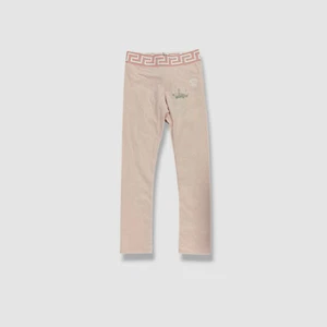 Versace Kids Girl's Pink Medusa Head & Greca Border Active Leggings Size 8A - Picture 1 of 7