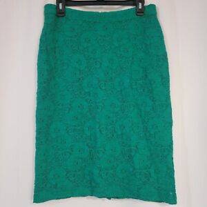 Maeve Anthropologie Skirt Women's Medium M Green Alva Lace Stretch Pencil Lined