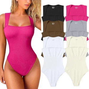 Women Tight Jumpsuit U-neck Sleeveless Tank Top Bodysuit Body Shaper Sexy η - Picture 1 of 15