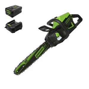 Greenworks 60V 18" Brushless Cordless Chainsaw, 4.0Ah Battery, Charger, CS60L4R3 - Picture 1 of 7