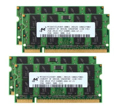 8GB 4x 2GB PC2-6400S DDR2 800MHz Laptop Notebook Memory SODIMM RAM For Micron - Image 1 of 4