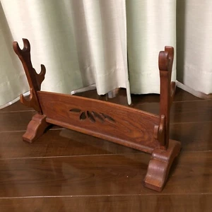 KATANA-KAKE Japanese Wooden Openwork Sword Rack 3 Hooks L20.7×H13.4×D7.7 inch FS - Picture 1 of 17